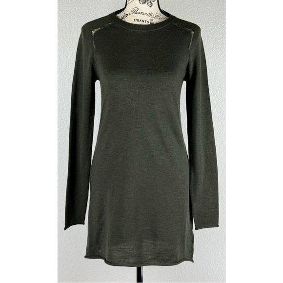 Zadig & Voltaire Roller Khaki Wool Dress with Glitter Star Elbow Patches Small - Picture 2 of 11